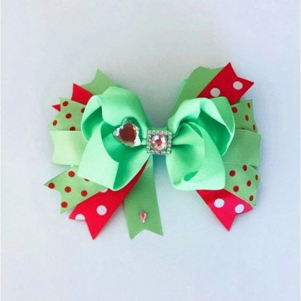 Hair Bow with Grosgrain Colored Ribbons for Girls and Baby and Toddler. NEW